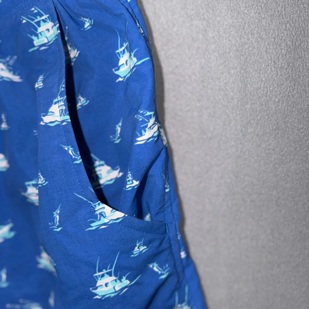 Columbia XL Blue Fishing‎ Boat Print PFG Backcast Coastal Nautical Gorpcore